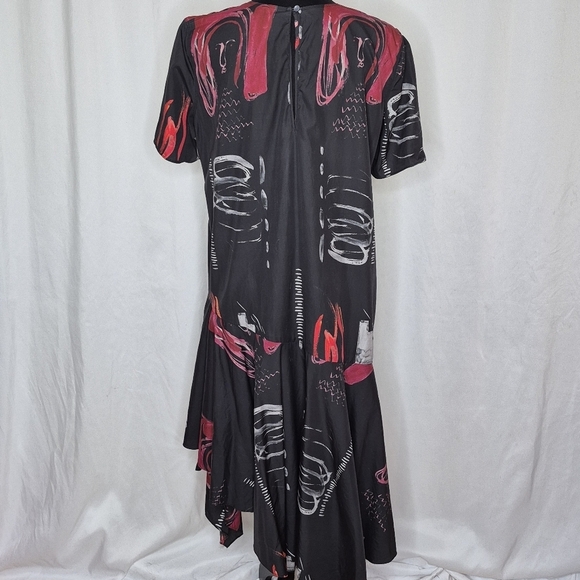 JNBY Short Sleeve Asymmetric Art To Wear 100% Cotton Midi Dress - Size L - Picture 5 of 12